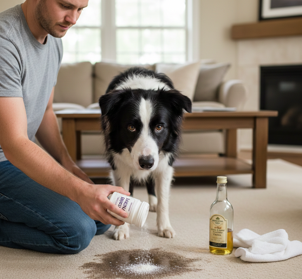 Limpiar orina de perro en la alfombra con vinagre y bicarbonato
